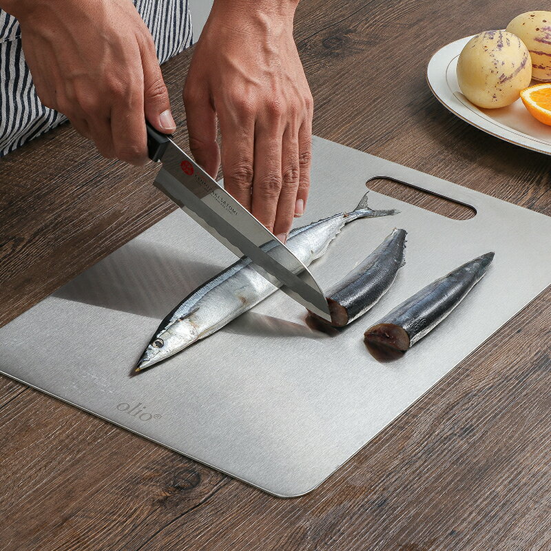 切菜板 砧板 案板 特惠304不銹鋼菜板廚房切水果砧板家用長方形切菜板加厚和揉面板日本 全館免運