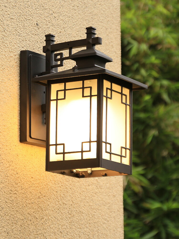 新中式戶外防水壁燈 創意LED復古陽臺樓梯走廊過道室外庭院墻壁燈