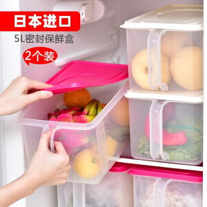 日本進口冰箱冷凍收納盒密封水果雜糧收納箱帶手柄塑料保鮮盒2個 MKS薇薇