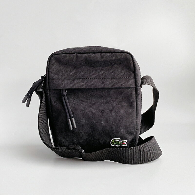 美國百分百【全新真品】Lacoste 肩揹包 鱷魚 防刮 尼龍 小包 斜揹包 黑色 BP00