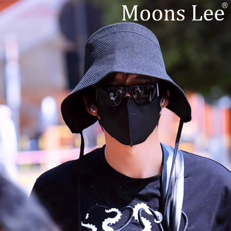 Moons Lee劉宇寧同款仿棉麻草帽女遮陽漁夫帽子春夏日系防曬帽