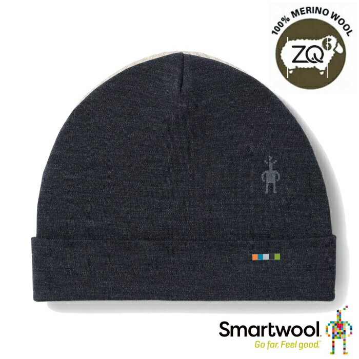 【速捷戶外】Smartwool SW0SW956003 Thermal 美麗諾羊毛反摺毛帽(炭黑色)-中性, 保暖帽,/透氣/罩耳帽,滑雪,登山,賞雪,旅遊