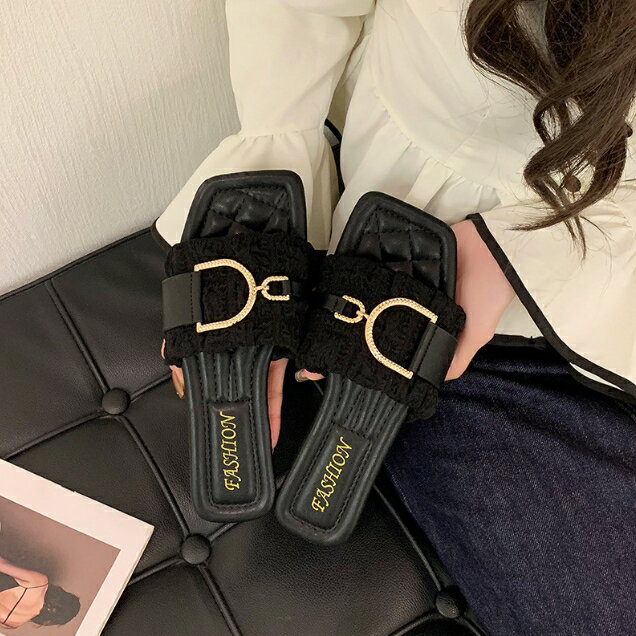 35-43 女鞋 加大尺碼拖鞋 平底涼鞋 平底拖鞋 平底鞋 小香風 大碼拖鞋 櫻桃嚴選 3