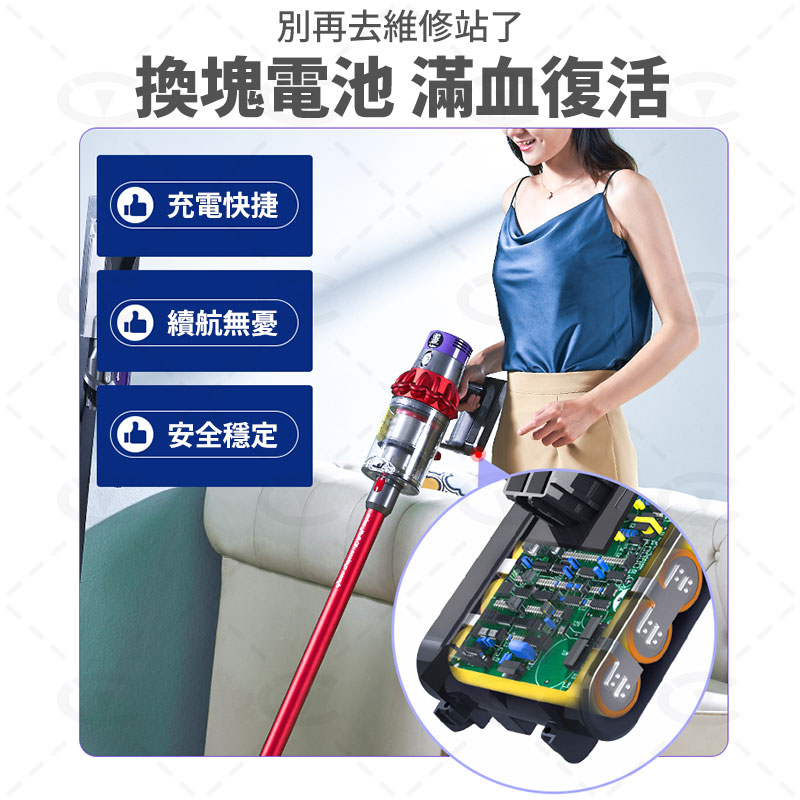 台灣現貨 Dyson電池 適配戴森V8 SV10 SV10K電池 dysonV8系列更換電池 dyson吸塵器電池 3.0mAh 5