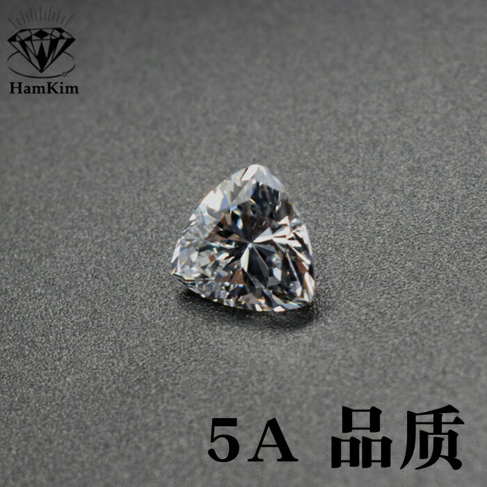 5A級白色肥三角形胖棕形鋯石裸石戒指吊墜配石未鑲嵌仿鉆尖底寶石