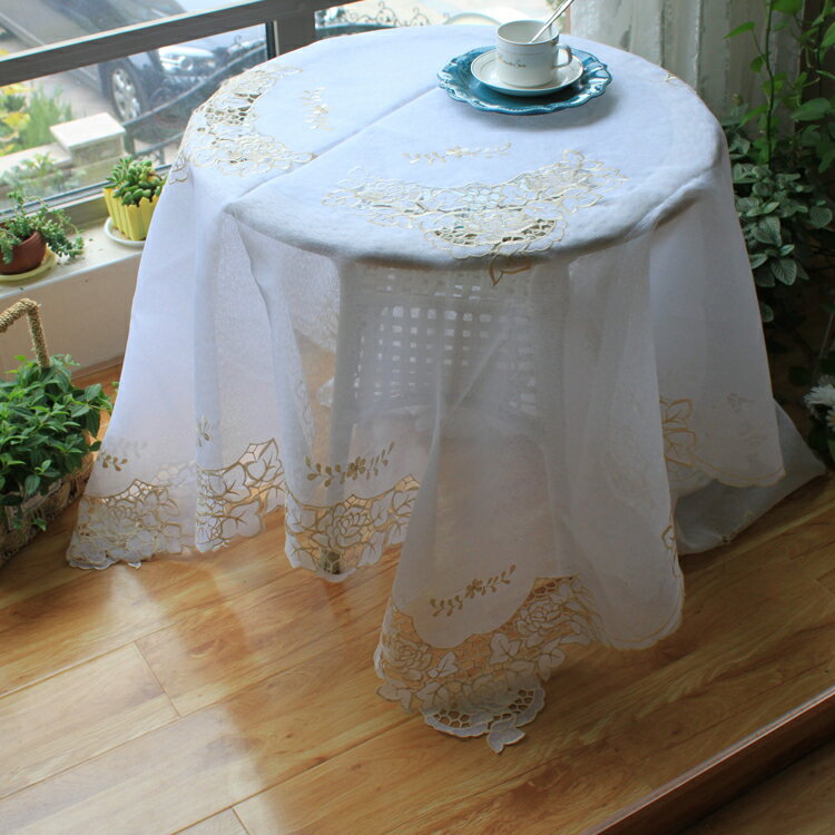 外貿原單蕾絲歐式簡約現代繡花布藝餐桌布茶幾布鋼琴防塵蓋布田園
