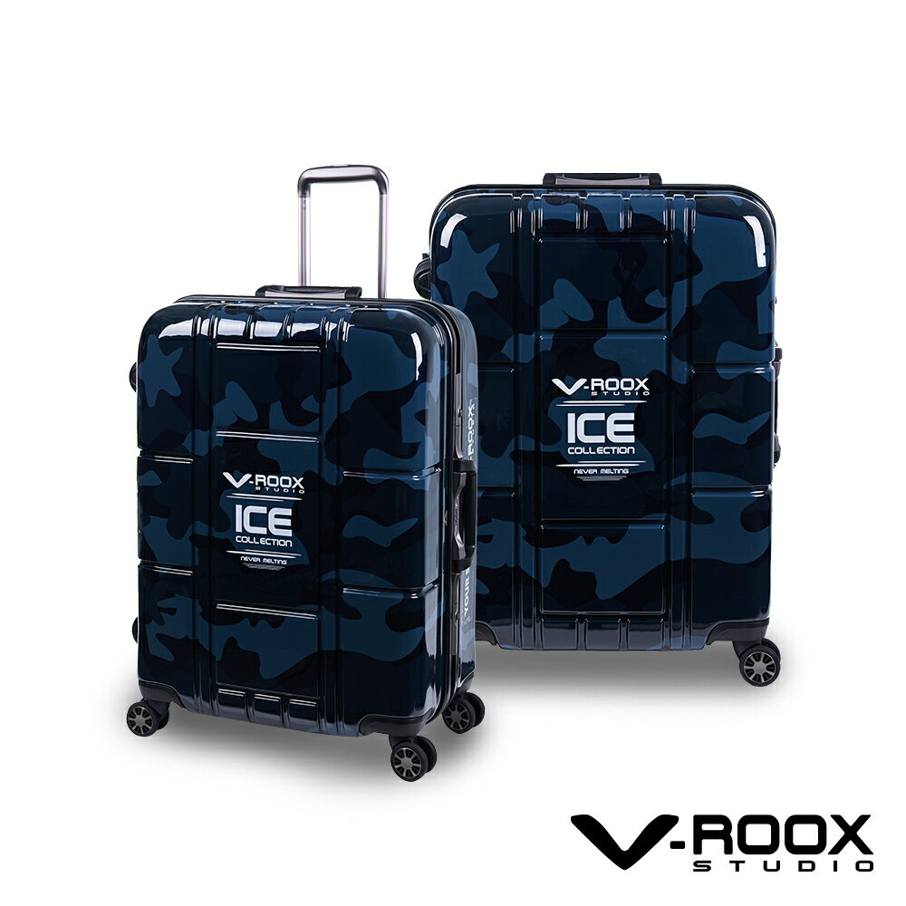<br/><br/>  V-ROOX ICE by A.L.I 22吋 不敗迷彩時尚行李箱 硬殼鋁框旅行箱-迷彩藍<br/><br/>