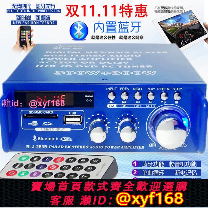 迷你小型功放機音箱功率放大 插卡U盤收音直流12伏220V藍芽功放