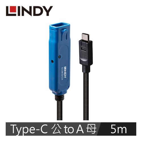 【現折$50 最高回饋3000點】 LINDY林帝 主動式 USB3.2 GEN 1 TYPE-C公 TO A母延長線, 5M