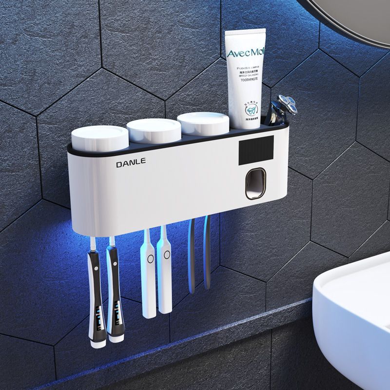 牙刷掛架 牙刷消毒架 免插電智能牙刷消毒器紫外線殺菌電動壁掛式刷牙杯置物架