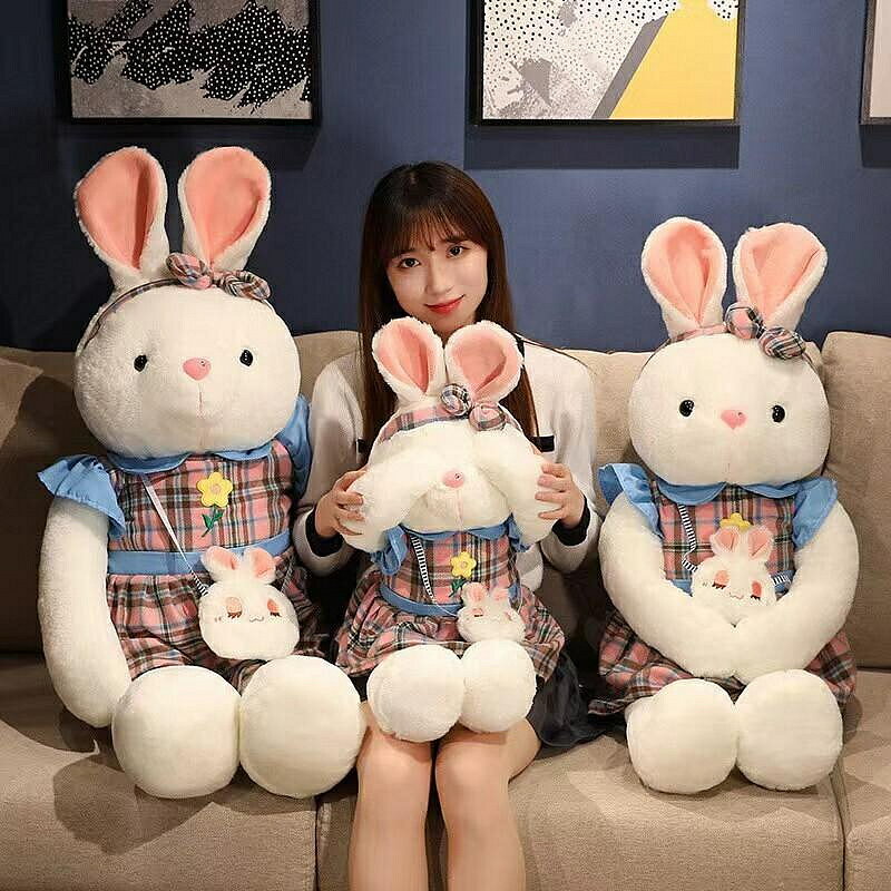 兔子公仔安撫可愛毛絨玩具布娃娃生日禮物送女生睡覺抱枕親親兔女 玩偶/生日/情人/聖誕禮物/毛絨娃娃/抱枕娃娃