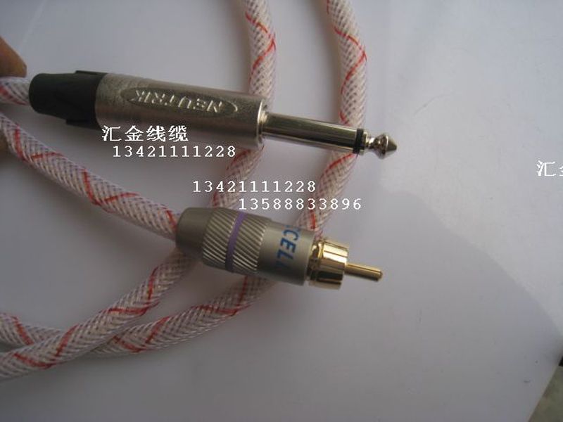 6N單晶銅鍍銀 發燒級 6.35對RCA蓮花音頻線 大二芯轉蓮花信號線