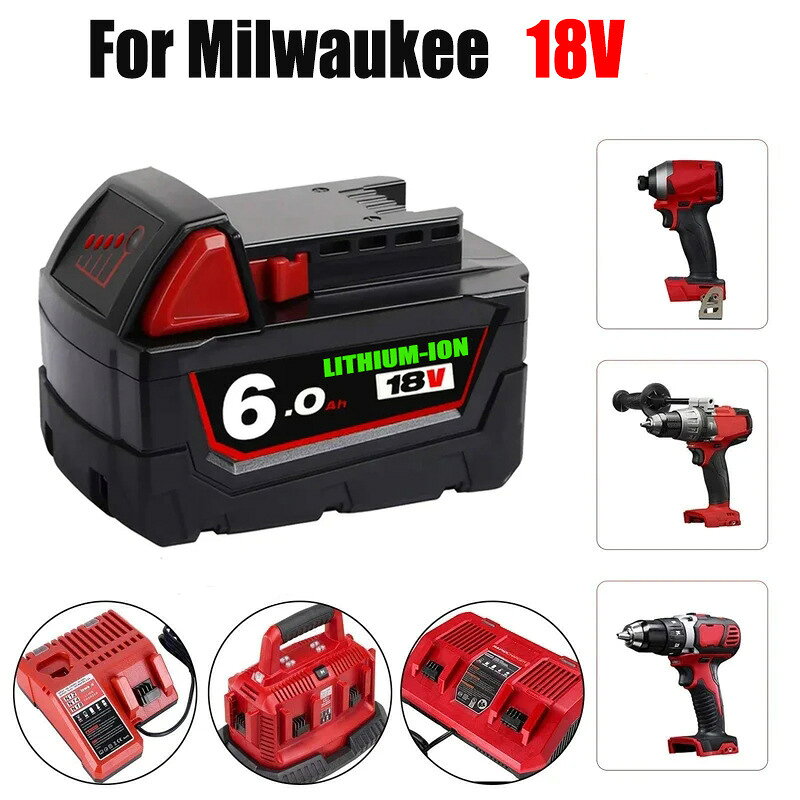 適用 Milwaukee 18V 6000mAh 18B6 48-11-1860 48-11-1852電池