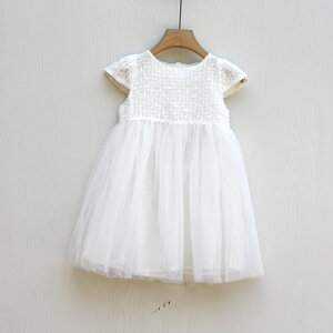 羅系列110-150夏裝 品牌童裝折扣/女童薄款純棉連衣裙子D228白