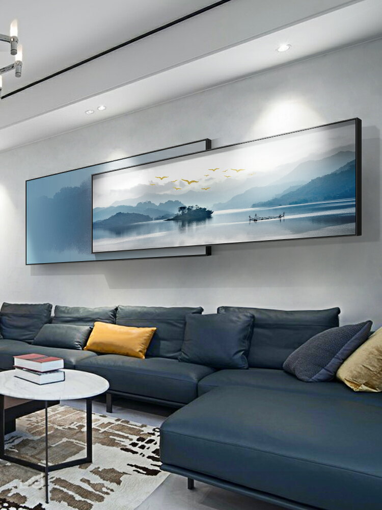 現代簡約客廳裝飾畫新中式山水畫山河故里壁畫大氣沙發背景墻掛畫