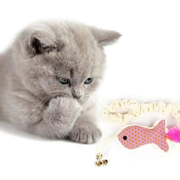 『台灣x現貨秒出』魚造型鈴鐺羽毛可掛門把解悶貓咪寵物玩具逗貓棒