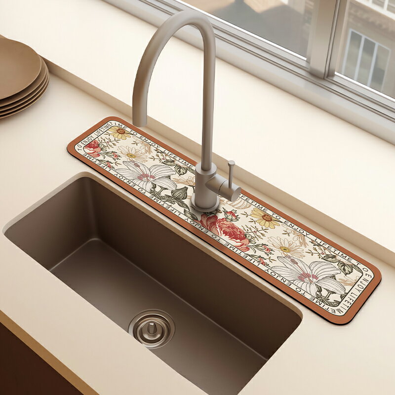 廚房臺面硅藻泥瀝水墊衛生間洗手臺水龍頭水槽窄邊速干吸水墊加厚