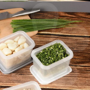 蔥蒜保鮮盒冰箱蔥花姜蒜廚房收納盒密封塑料瀝水果盒套裝食品儲物
