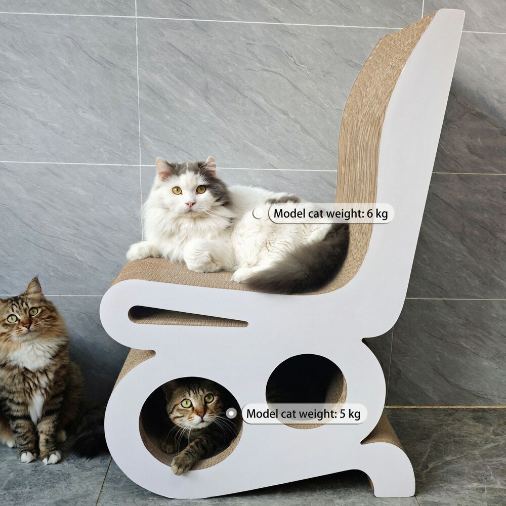 【台灣現貨】加高加大貓抓板 椅子磨爪板 貓抓神器 加強耐用耐磨 白色貓咪睡椅子 5