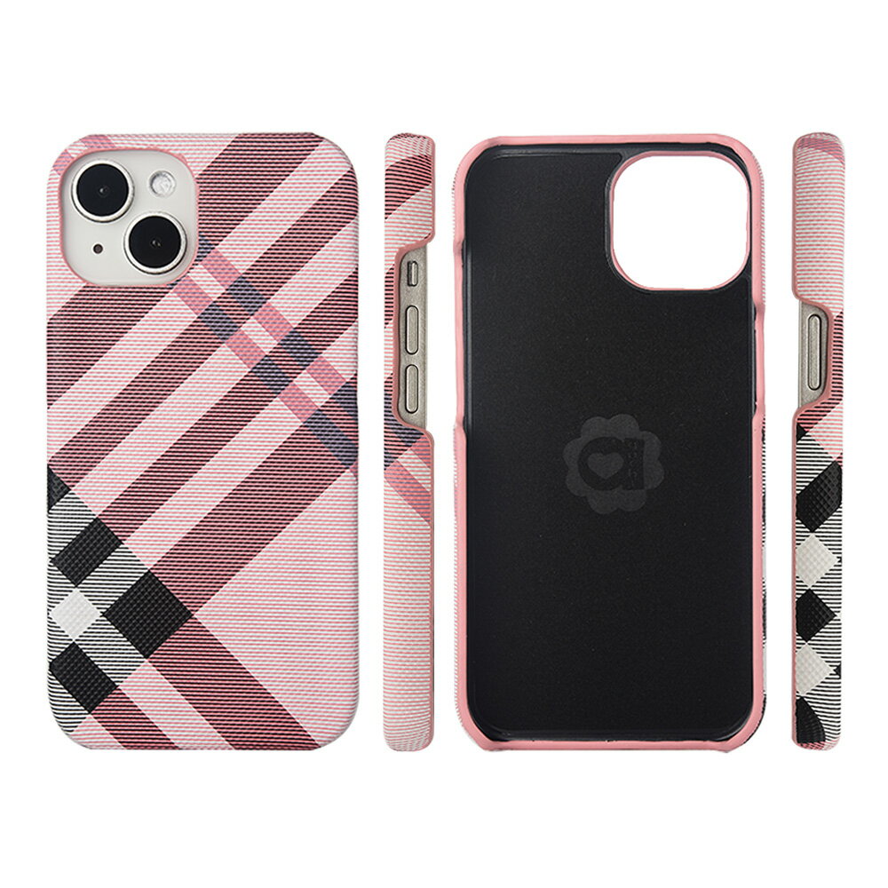 Aguchi 亞古奇 Samsung S23 / S23+ / S23 Ultra 英倫格紋氣質背蓋手機殼/保護殼-粉色 獨家限量發行