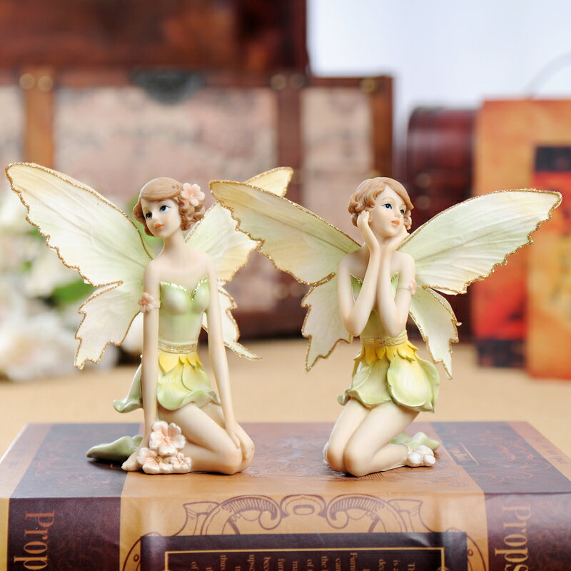 歐式樹脂家居裝飾品天使擺設唯美臥室花仙娃娃擺件結婚禮物91#