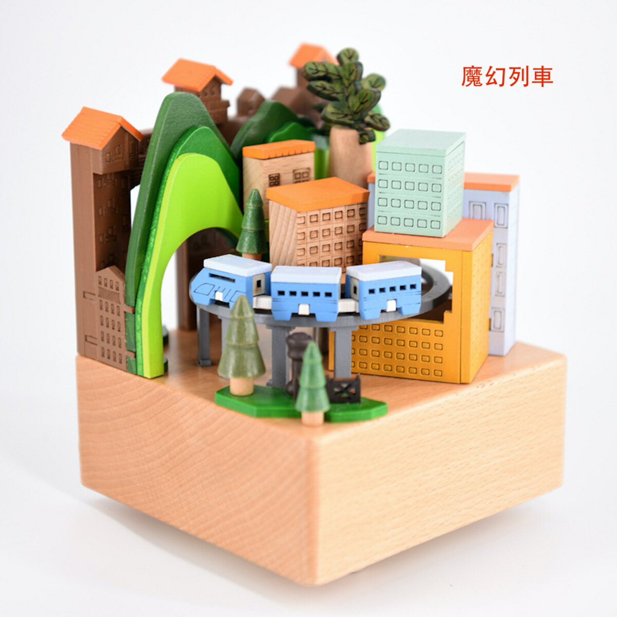 ISONA 2023年魔法城堡音樂盒 新火車旋轉音樂盒 木製音樂盒 木質音樂盒 宮崎駿音樂盒 旋轉音樂盒 發條音樂盒 6