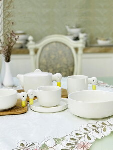 DearDali日式鴨子茶壺茶具可愛動物手繪陶瓷馬克杯咖啡杯碟卡通碗