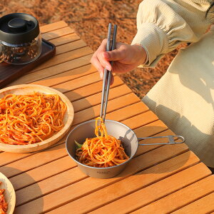原始人戶外鈦合金露營便攜式餐具簡約輕奢純鈦折疊餐筷野炊裝備筷