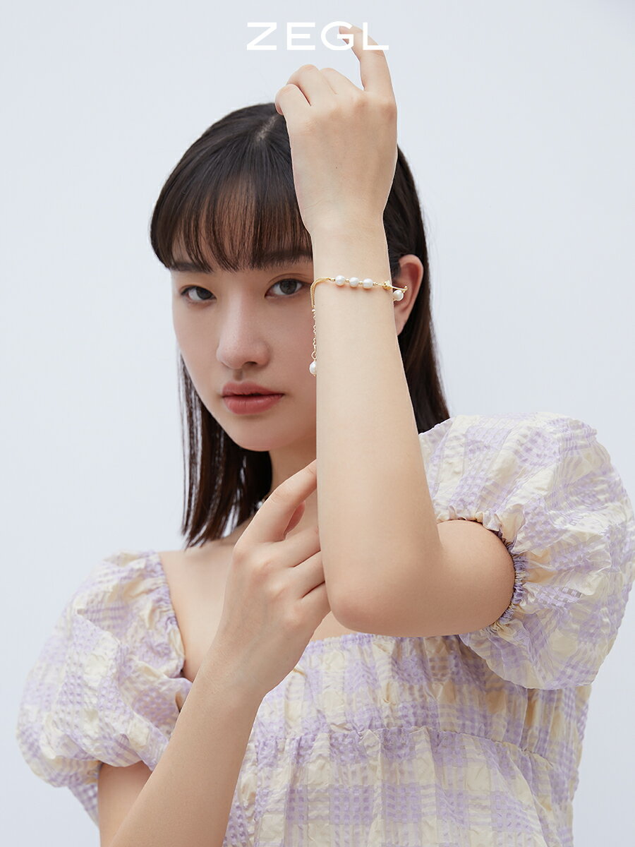 ZEGL淡水珍珠蝴蝶手鏈女生ins小眾設計2021年新款高階感閨蜜手飾
