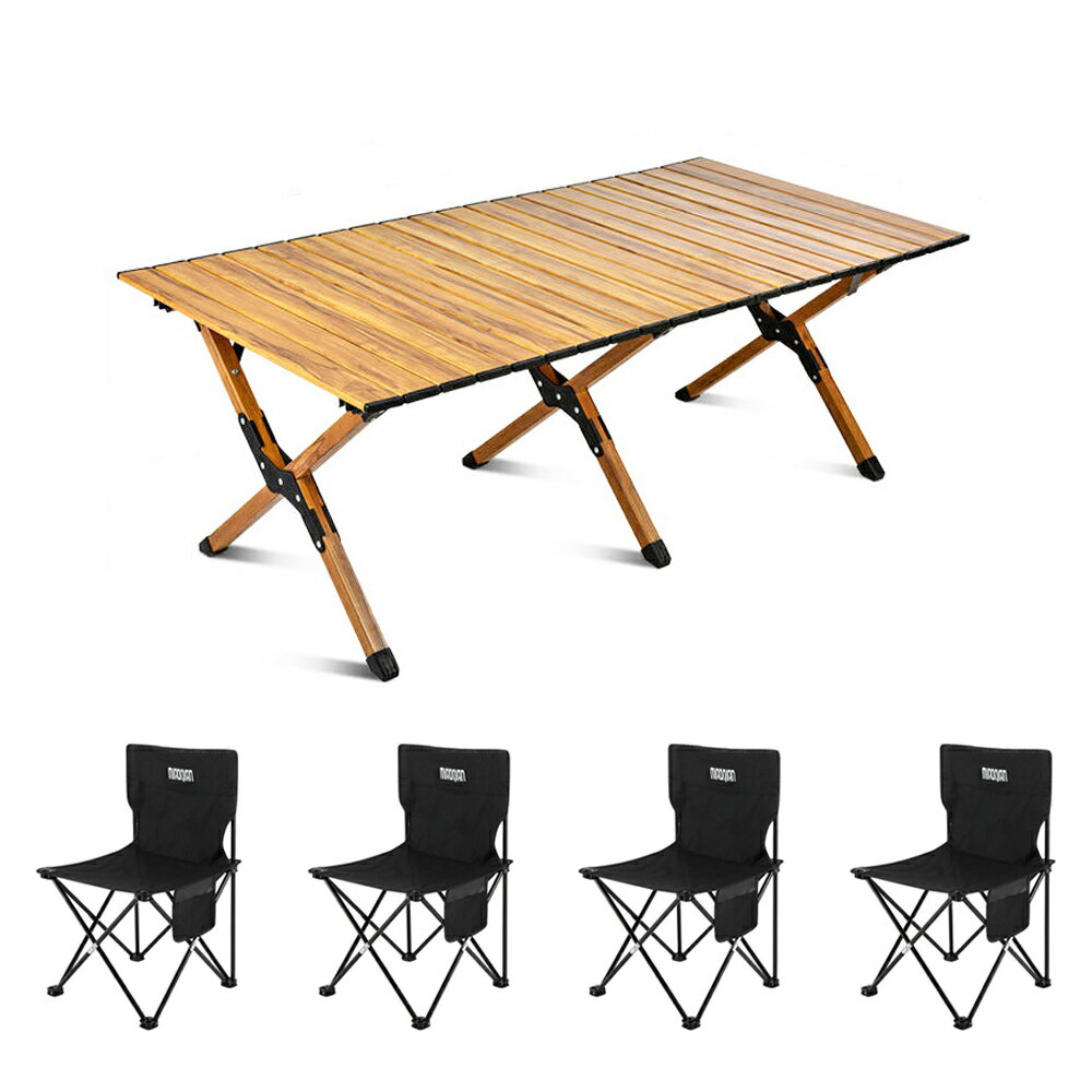 E.C outdoor 戶外露營折疊輕量桌椅五件組-贈收納袋 露營桌椅 收納桌椅 摺疊桌椅