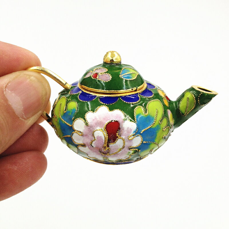 中國特色老北京景泰藍小茶壺掐絲琺瑯工藝品 擺件擺設出國小禮品