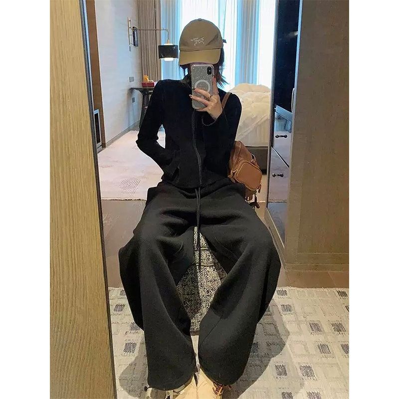 休閑運動服套裝女春季韓系修身顯瘦衛衣長褲兩件套—貼心服飾