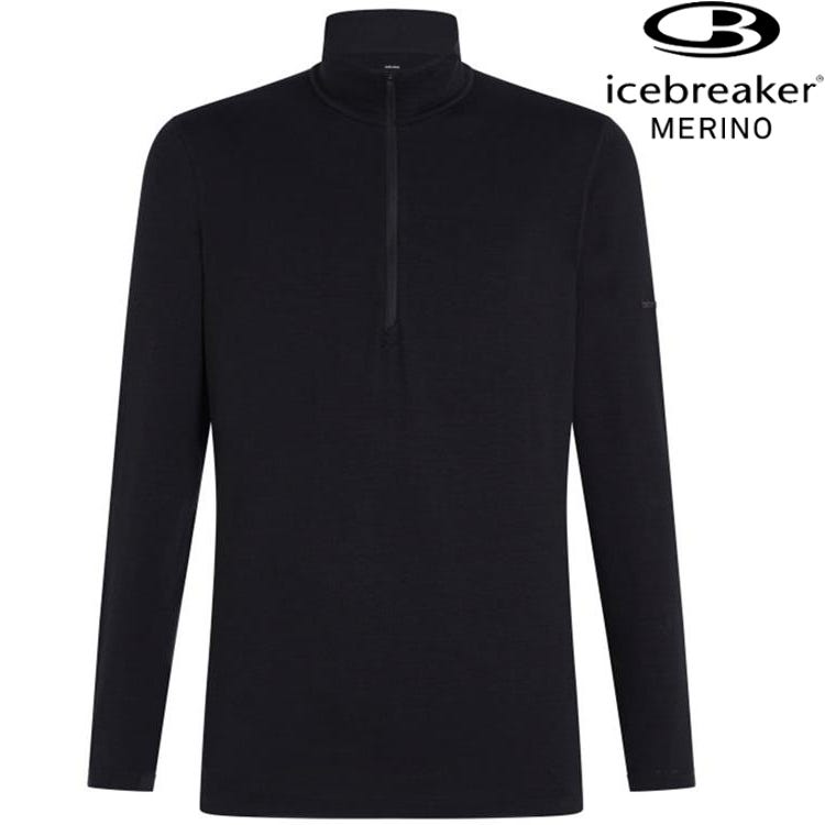 活動價 Icebreaker Core Heavyweight 男款 天絲美麗諾羊毛半開襟長袖上衣 0A575K 001 黑