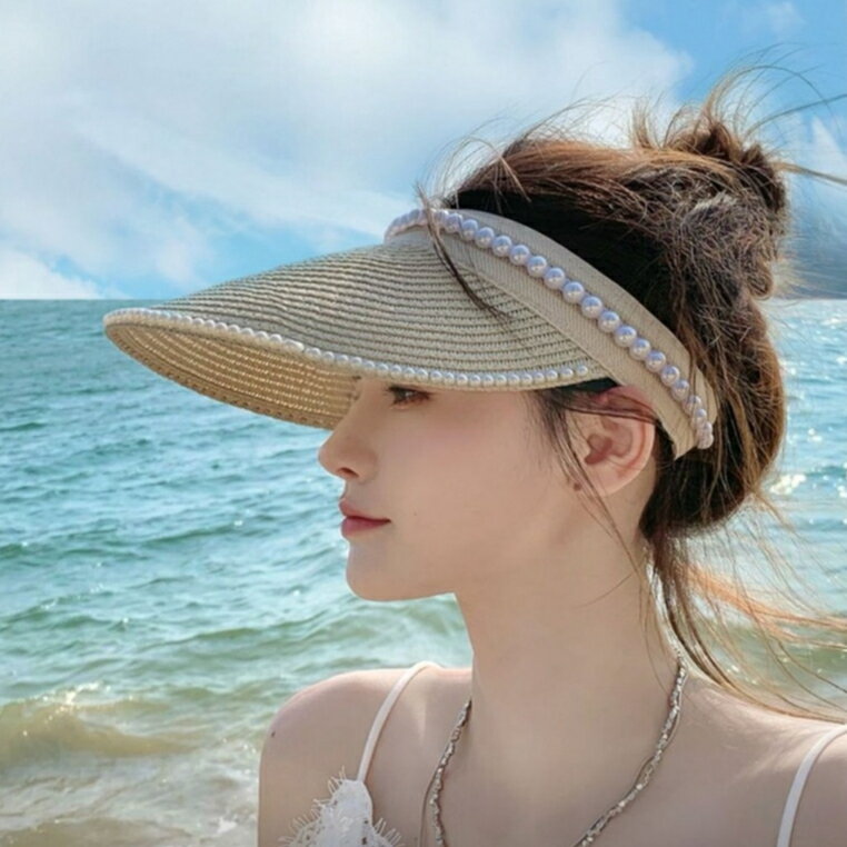 【優選百貨】時尚洋氣太陽帽 加長簷空頂防曬帽 女夏戶外遮陽帽