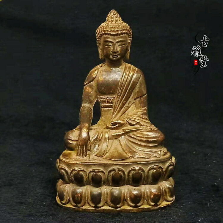 仿古純銅佛像釋迦摩尼坐佛祖小銅像擺件銅雕銅器古玩雜項藏銅佛1入