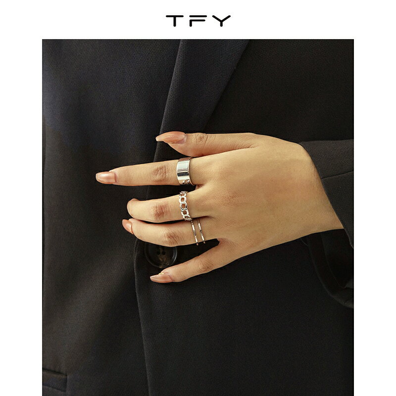 時尚網紅關節戒指女小眾設計個性冷淡風開口指環戒指組合套餐尾戒
