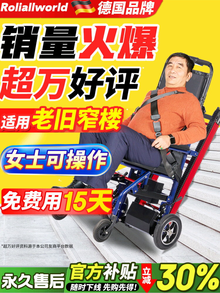 【臺灣公司 可打統編】德國Roliallworld電動爬樓梯輪椅上下樓梯神器老人自動履帶爬樓機