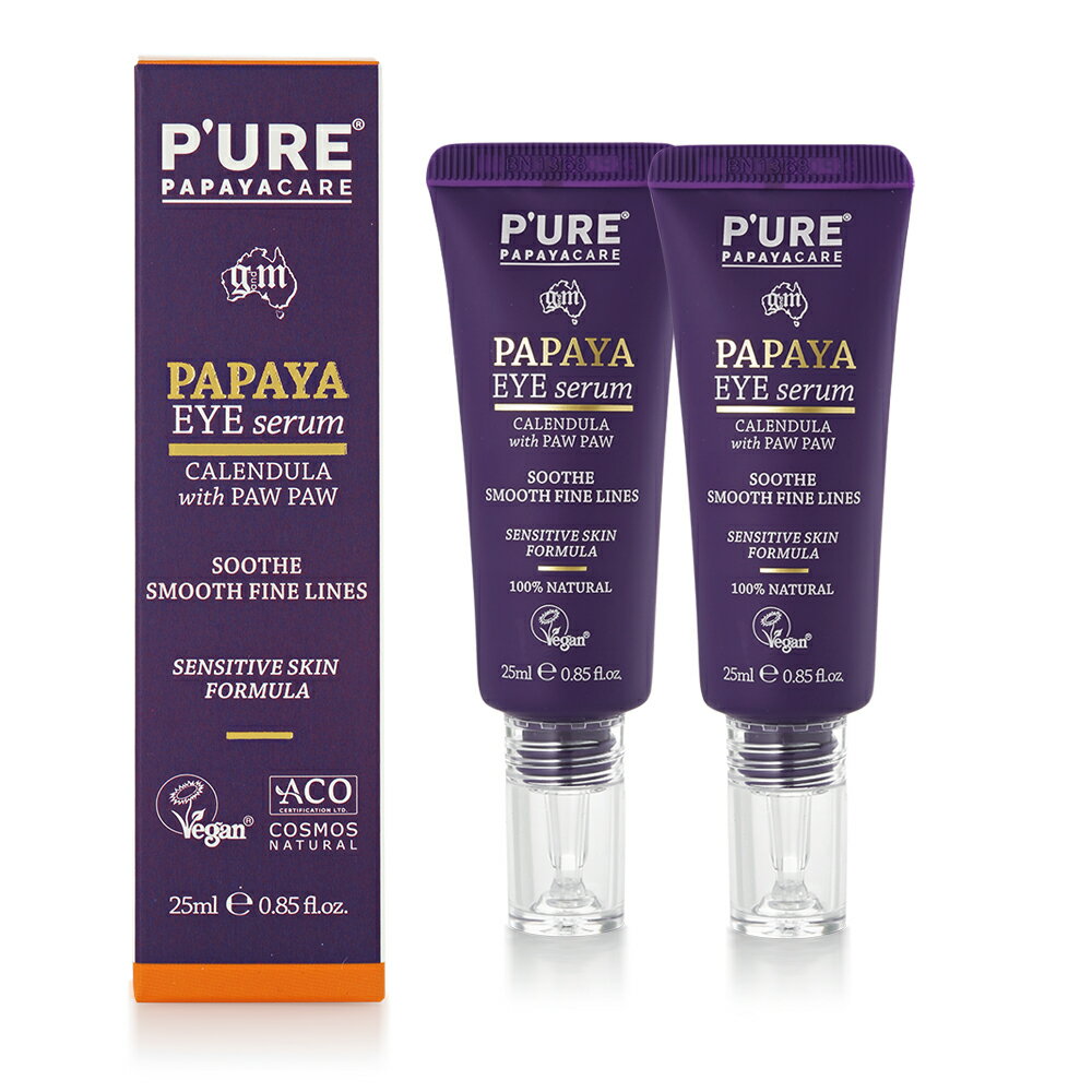 澳洲 Pure Papayacare 即期品 木瓜眼精華含玻尿酸金盞花 -2024年12月到期(2入組 25ml/瓶-專業級)