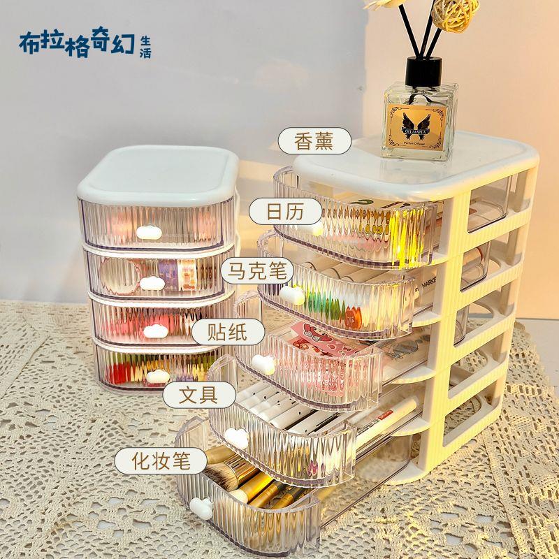 【布拉格】 化妝品 收納盒 抽拉式 收納盒 防塵手飾品桌面 儲物盒 護膚品透明 收納盒 工廠直發 可免運[dz0319]