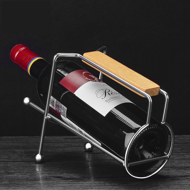 歐式紅酒架擺件家用客廳鐵藝簡約創意葡萄酒架子酒瓶架酒柜展示架1入