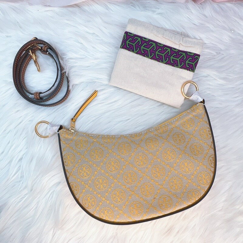 美國代購 臺灣現貨 Tory Burch 專櫃款 老花半月包 側扁包 斜揹包【送禮精選★APP下單點數4倍送】