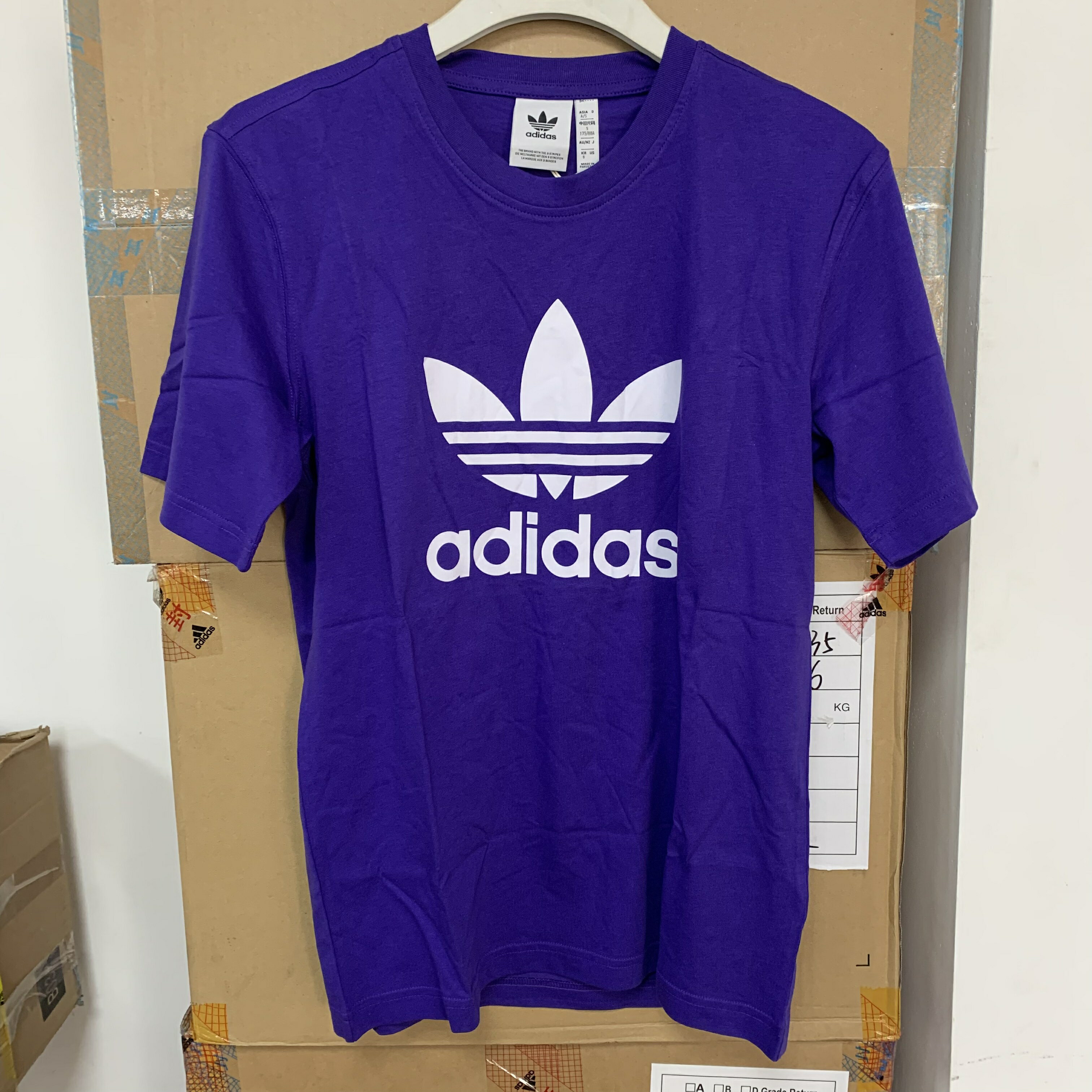 Adidas阿迪達斯正品三葉草男士印花圓領運動透氣訓練T恤IR7982