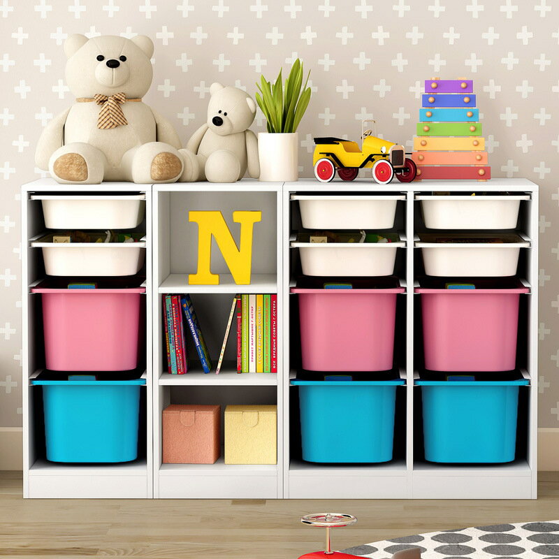 兒童玩具收納架現代簡約收納櫃可移動置物架寶寶落地繪本書架