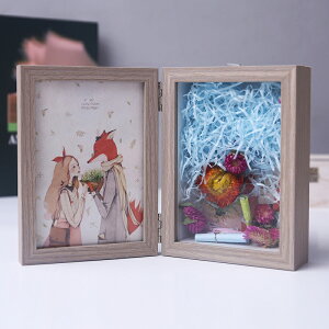 創意6 7寸個性DIY立體相框擺臺禮品照片框抖音唇印永生花盒子禮物