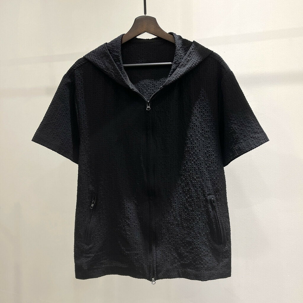 【新品】帽T 連帽短袖T恤 男裝男士夏季時尚百搭黑色連帽雙拉鏈短袖襯衣潮INS痞帥休閒寬鬆襯衫