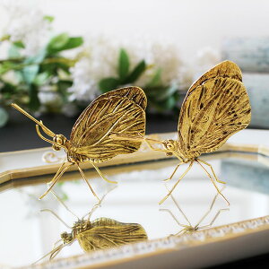 印度進口復古手工仿真金色鍍銅蝴蝶擺件樣板間裝飾創意軟裝家擺飾