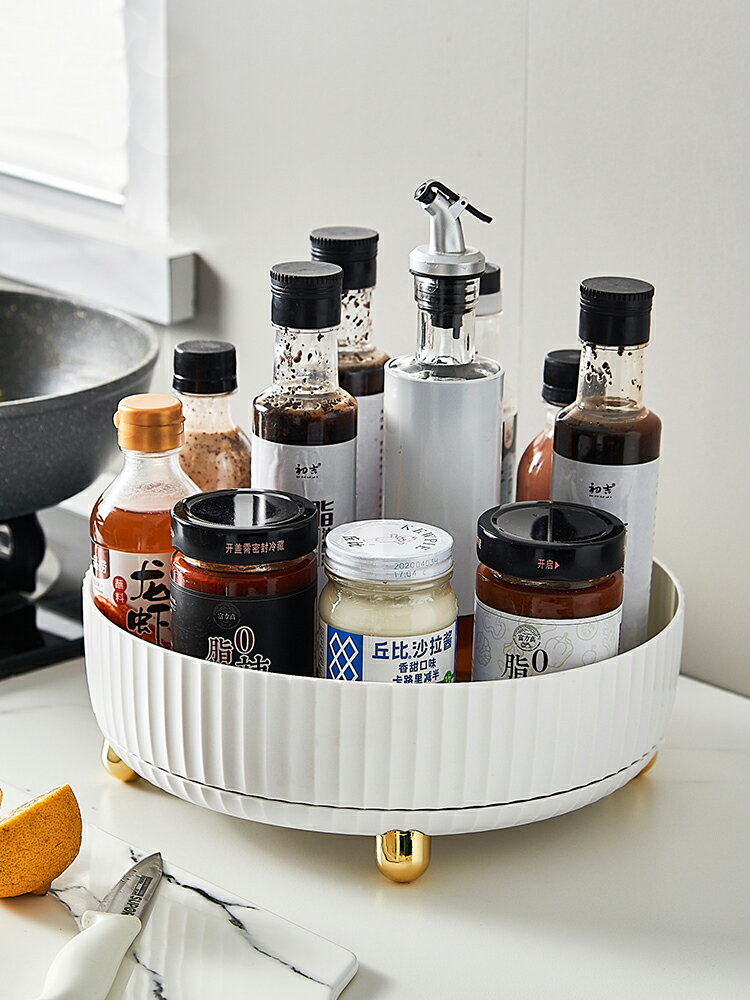 旋轉廚房調料置物架子臺面油鹽醬醋調味料用品家用大全收納盒神器