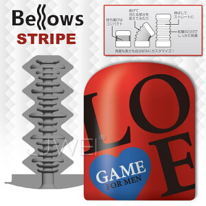 【送280ml潤滑液】日本原裝進口KMP．LOVE GAME Bellows 伸縮式橫紋快感飛機杯-STRIPE (破盤出清商品)
