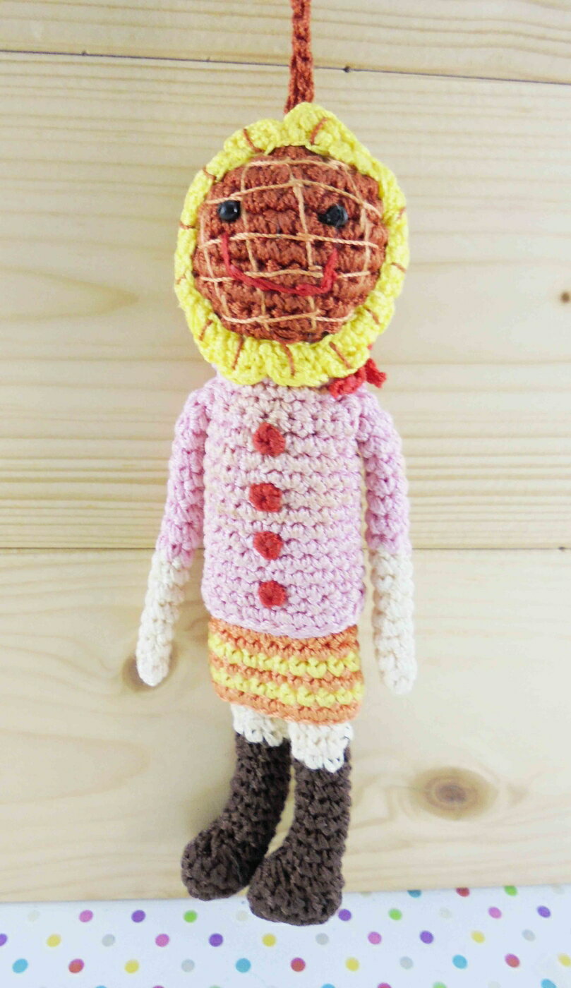 【震撼精品百貨】日本玩偶吊飾 針織材質-太陽花圖案-咖粉色 震撼日式精品百貨