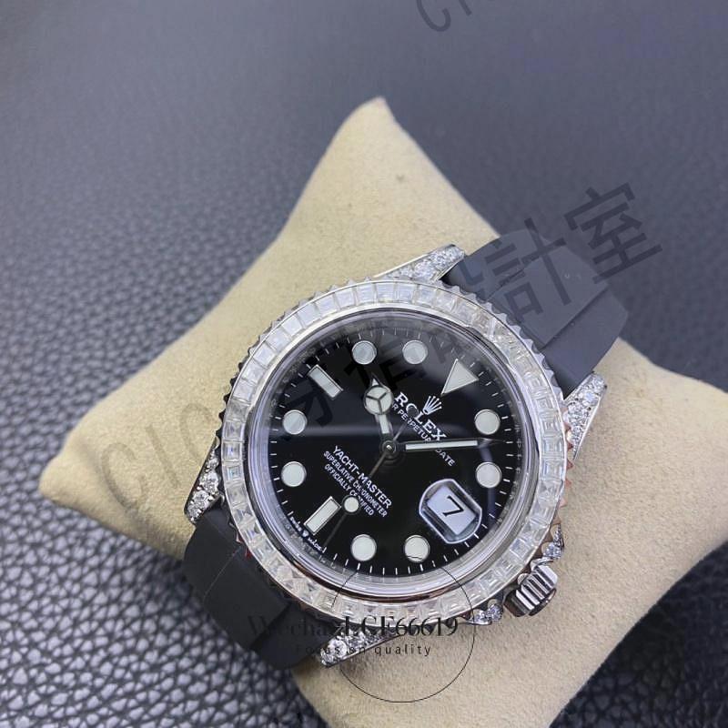 精緻時尚，商務休閒男士鑽石外圈黑色錶盤日期顯示自動機械手錶，高級豪華男士橡膠錶帶腕錶【亞德機械五金家居】 3